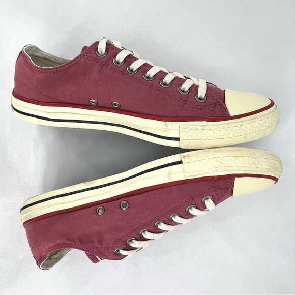 Converse Chuck Taylor All Star Port Red Washed Canvas Low Tops Mens 9 Womens 11 - Picture 5 of 10